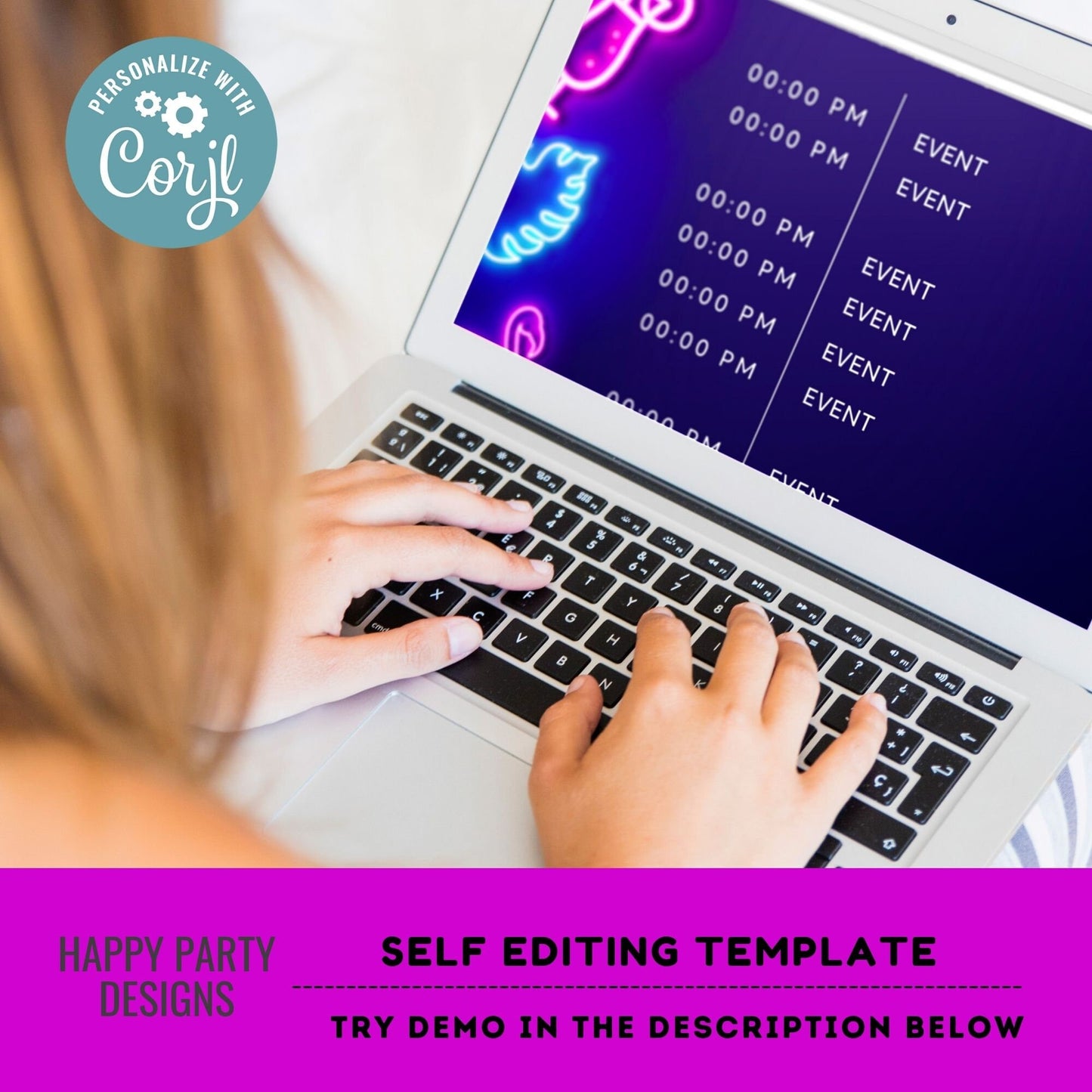 Editable Tropical Neon Bachelorette Party Itinerary | Bridal Party Template itinerary | Bachelorette  | Tropical neon Palm leaves #W5
