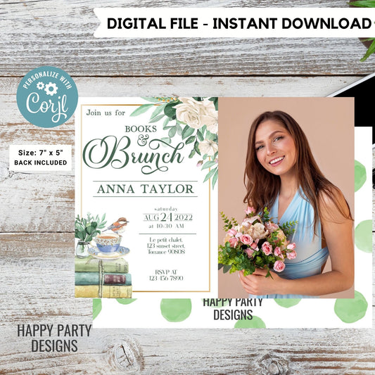 Book Themed Bridal Shower Invitation with photo | Love Story Bridal Shower Invitation | Bridal Brunch Wedding Shower | tea Bridal #W6
