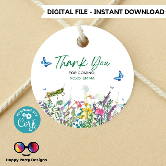 Bug Baby Shower Favor Tags | Insect Party shower Thank you tags | Baby shower Gift Tags  tag Template | gift tag #B27