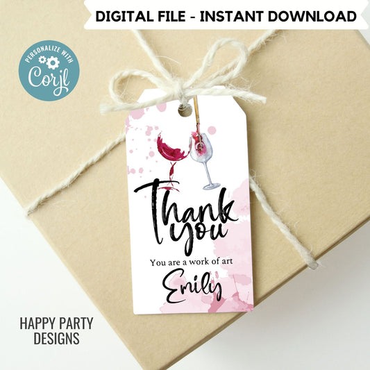 Enchanted Paint Party Templates Favor Tag | wine Gift Tags | Thank you tags | bridal | Party Bag Tags | Editable Gift Labels  #W7