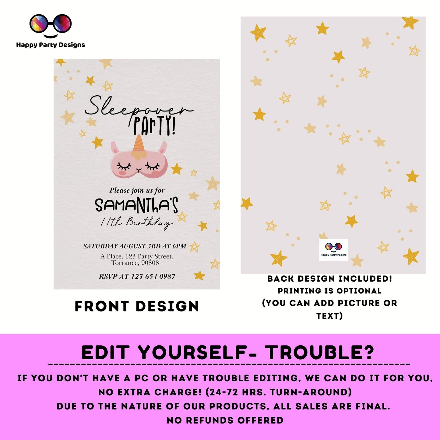 EDITABLE girls sleepover party birthday invitation | Slumber party  girl Invitation | Birthday girl | Pajama Party | retro | pajama #K133