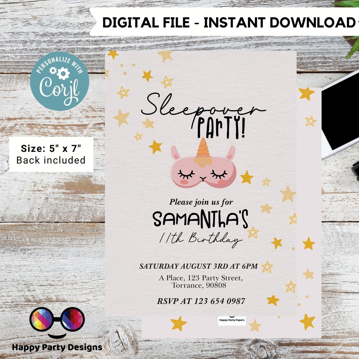 EDITABLE girls sleepover party birthday invitation | Slumber party  girl Invitation | Birthday girl | Pajama Party | retro | pajama #K133