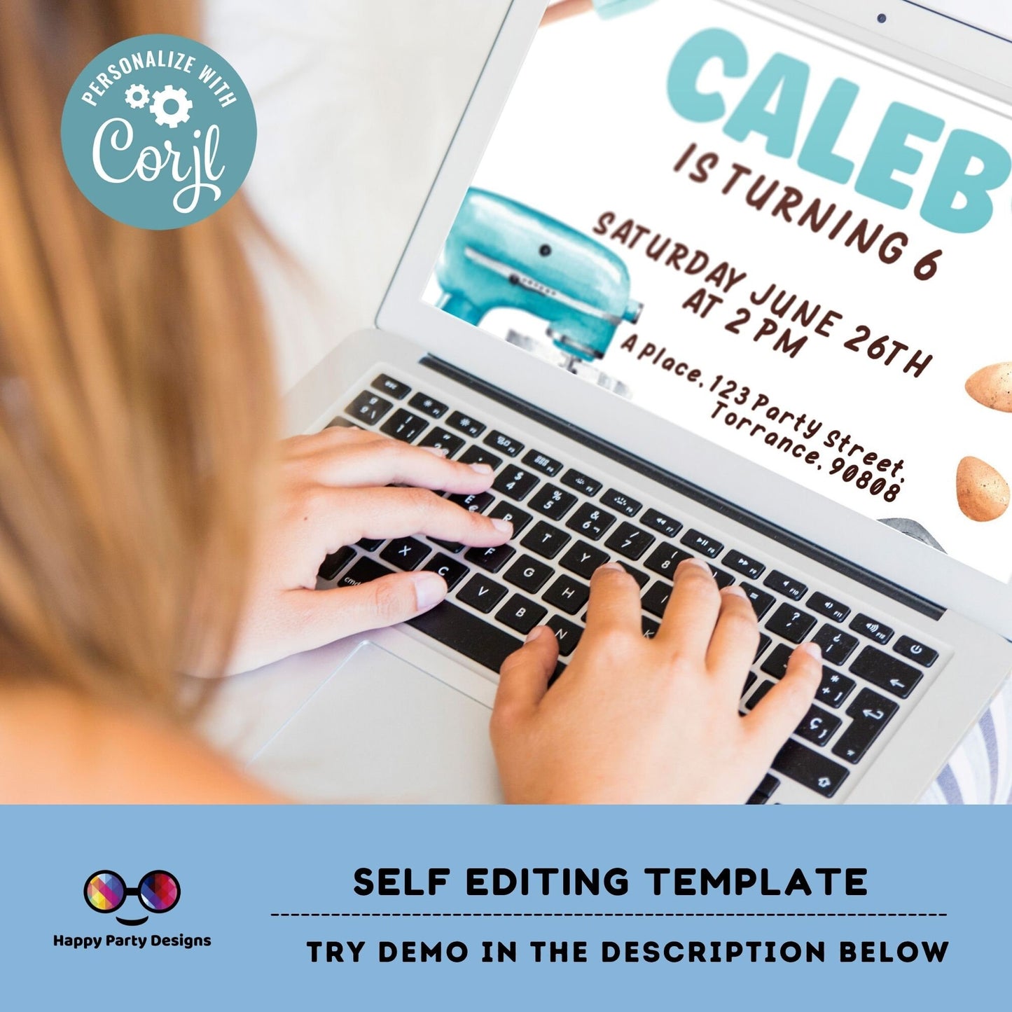 Editable Baking Invitation | Baking Birthday Invitation Printable | Birthday boy | Boy Cooking Party Invite | Cupcake Baking Invite #K137