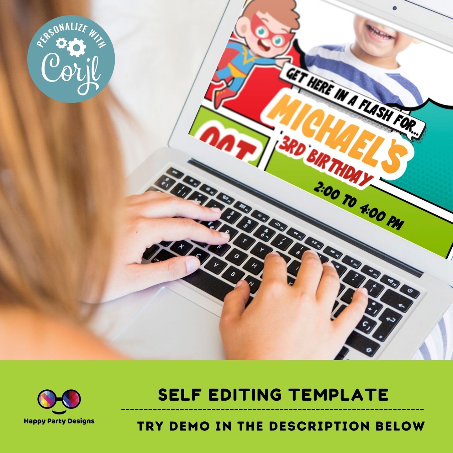 Boy Superhero Invitation with photo | boy Superhero Comic Birthday Invite | Birthday boy | boy Superhero Birthday Invitation  #K171