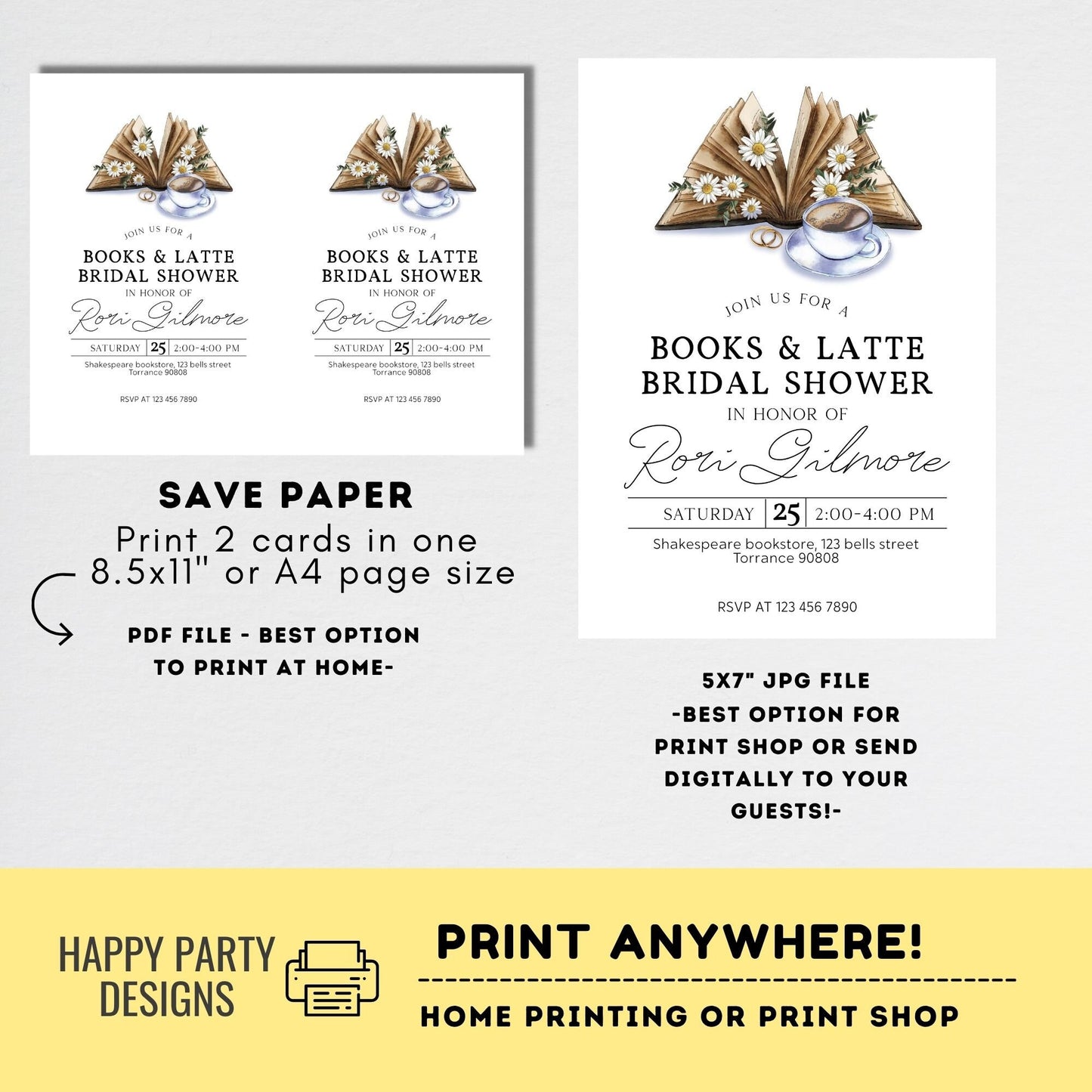 Love is Brewing Bridal Shower Invitation Template | Printable Coffee Bridal Shower Invite | Bridal Brunch Wedding Shower | Coffee Bridal #W3