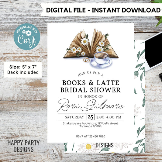Love is Brewing Bridal Shower Invitation Template | Printable Coffee Bridal Shower Invite | Bridal Brunch Wedding Shower | Coffee Bridal #W3