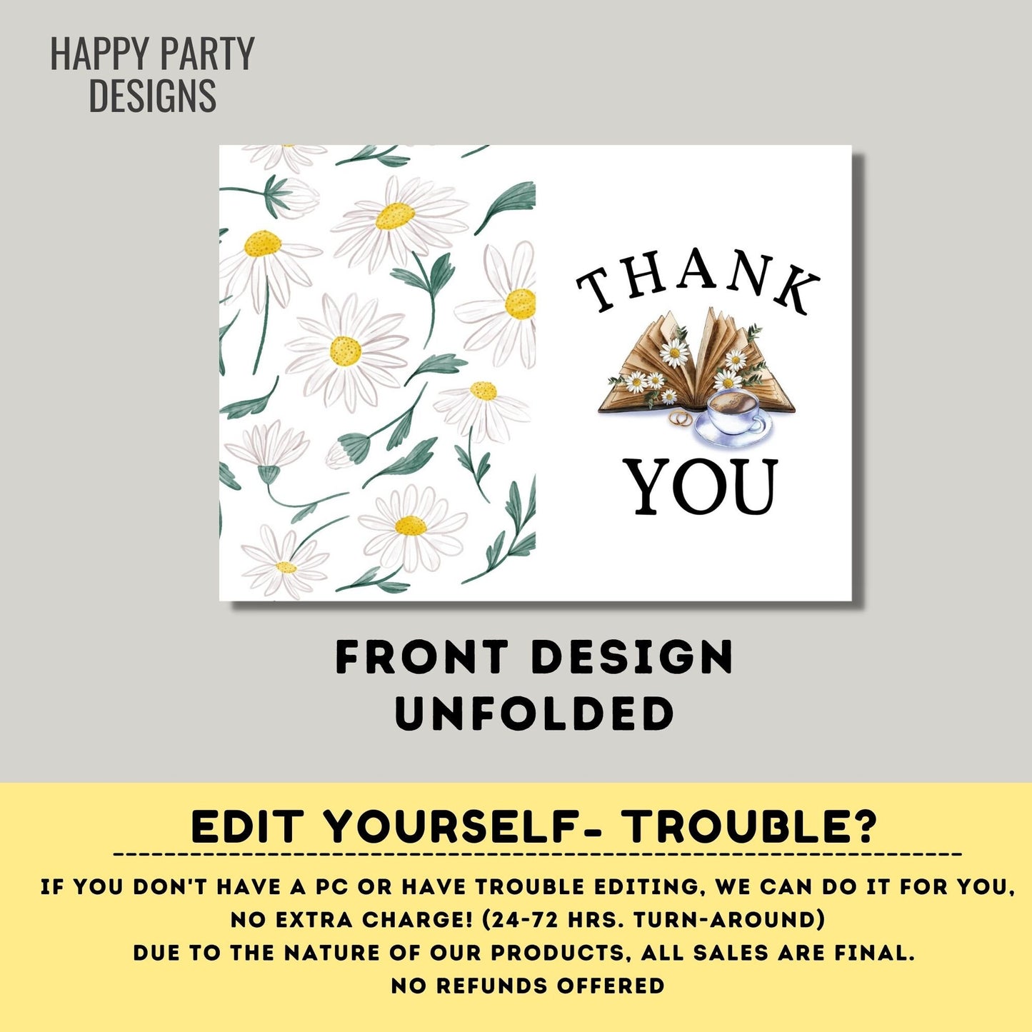 Thanks a Latte Thank You Card Download | Bridal Shower | Baby Shower | Folded Notes Blank Inside | Printable Coffee Thank You Note  #W3