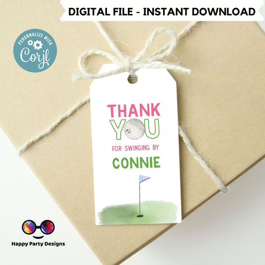EDITABLE hole-in one Thank You Tags Printable | girl Birthday Favor labels | Kids Birthday Tag | Golf 1st Birthday Thank You Tags #K177