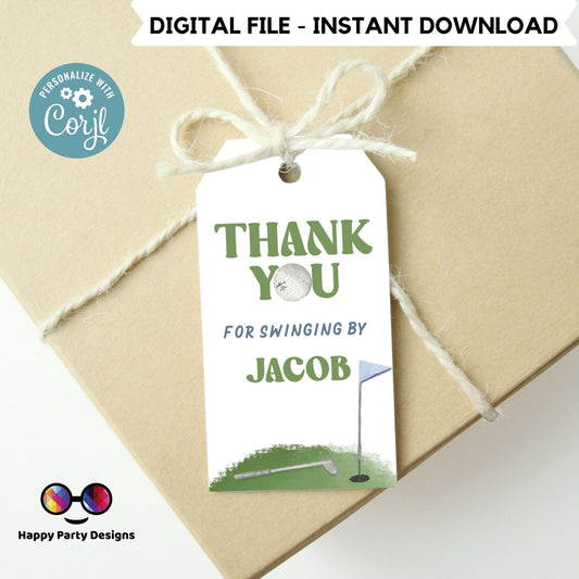 EDITABLE golf Thank You Tags Printable | boy Birthday Favor labels | Kids Birthday Tag | Golf 1st Birthday Thank You Tags #K178