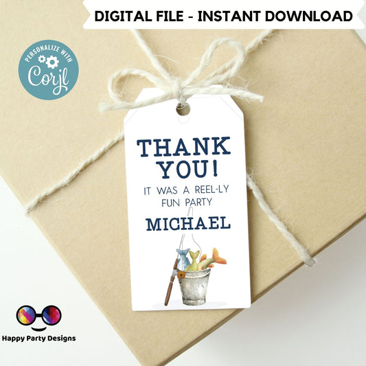 Editable fishing Favor Tag | Birthday Favor tags | Fishing Thank You Tags | Gone Fishing Birthday Party Decor | fishing bucket tag  #K152
