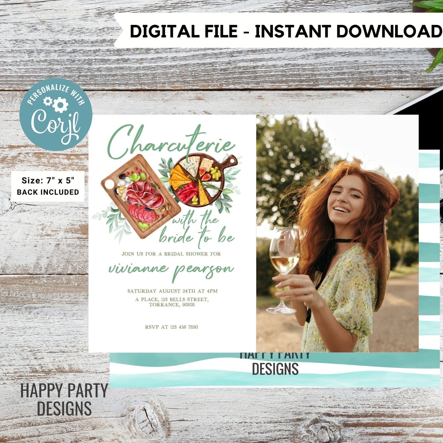 Bridal Shower Charcuterie Party Invitation Template | Printable Bridal Shower Invite |  Bridal Charcuterie invitation template #W10