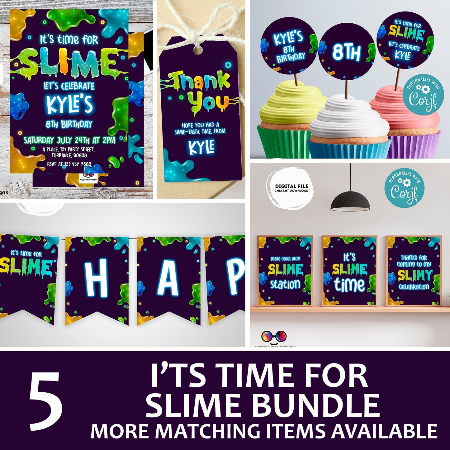 Slime Invitation Bundle | Slime Party Invitation | Slime Birthday Invite | Slime Party Invite | Slime Birthday Invitation  #K125