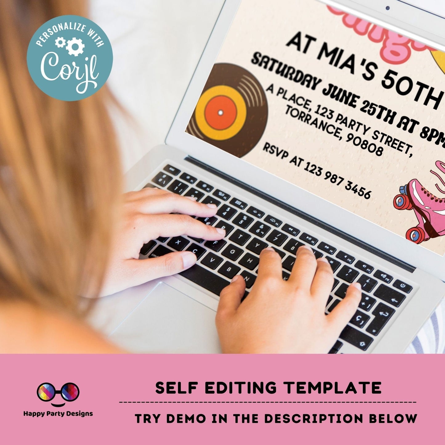 Disco Birthday Invitation for woman | 50th Birthday Party Invitation Template | Disco Dance 70s Theme Party | 60th 80th 75th Disco Ball #A11