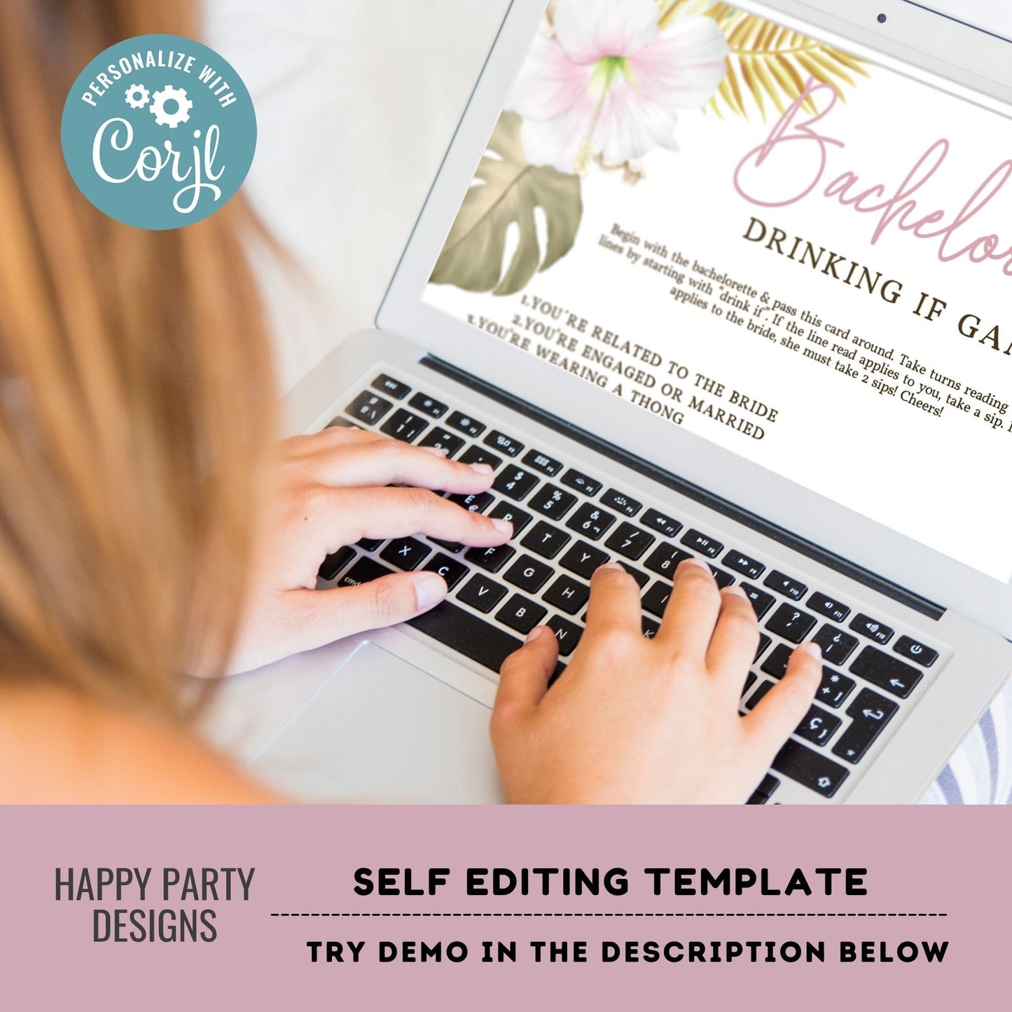 Editable Aloha bach party game | Bachelorette Drink If Game Template | Let’s Have a Drink or Two Bachelorette game #W11
