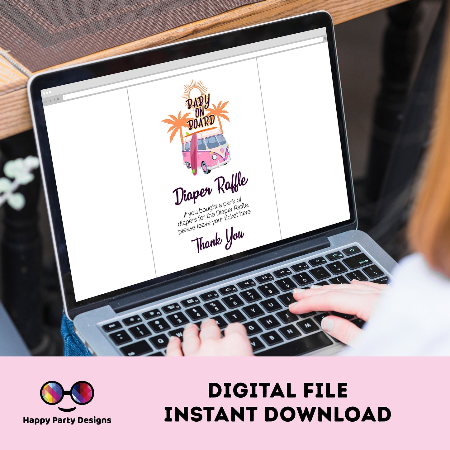 Diaper raffle baby shower Sign | baby on board sign | diaper raffle card | diaper request | baby girl | baby shower Sign |summer shower #B33