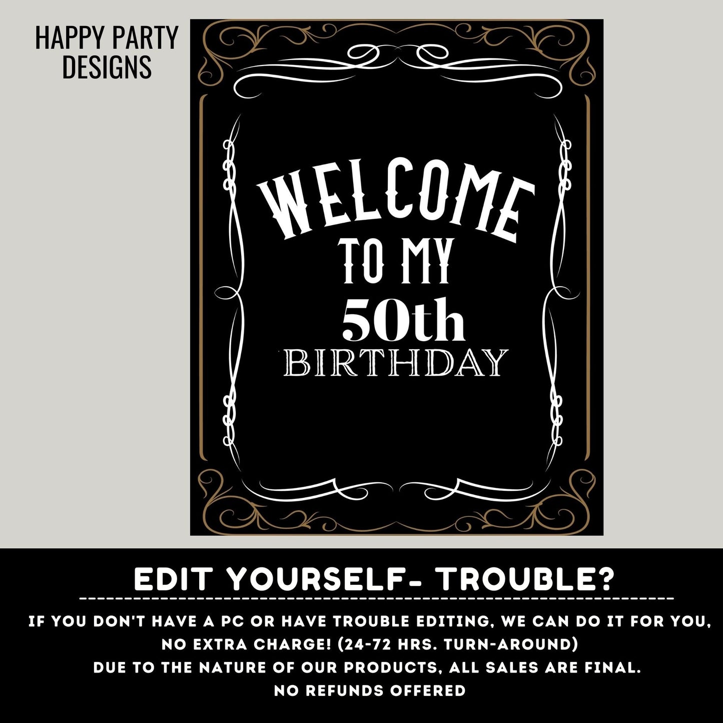 Editable Aged to Perfection Welcome Sign | text fully editable Welcome Sign | birthday Decorations | Whiskey Label Welcome Sign #A16