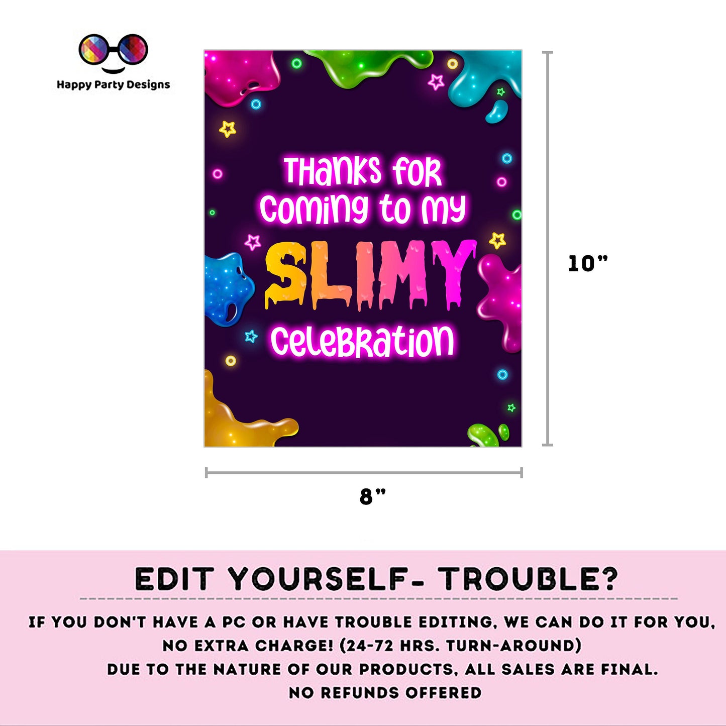 Slime Sign | Editable slime Sign | Butterfly birthday | slime birthday Decorations | Birthday Girl | slimy buffet Sign | slime party  #K125