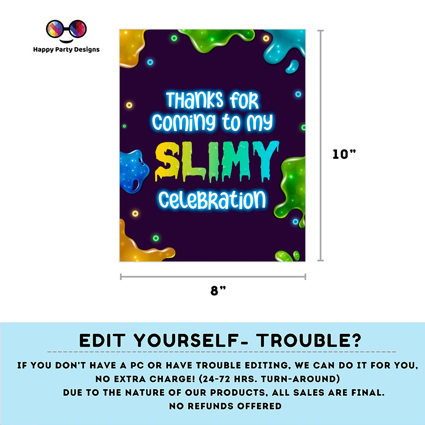 Slime Sign | Editable slime Sign | slime birthday | slime birthday Decorations | Birthday boy | slimy buffet Sign | slime party  #K125