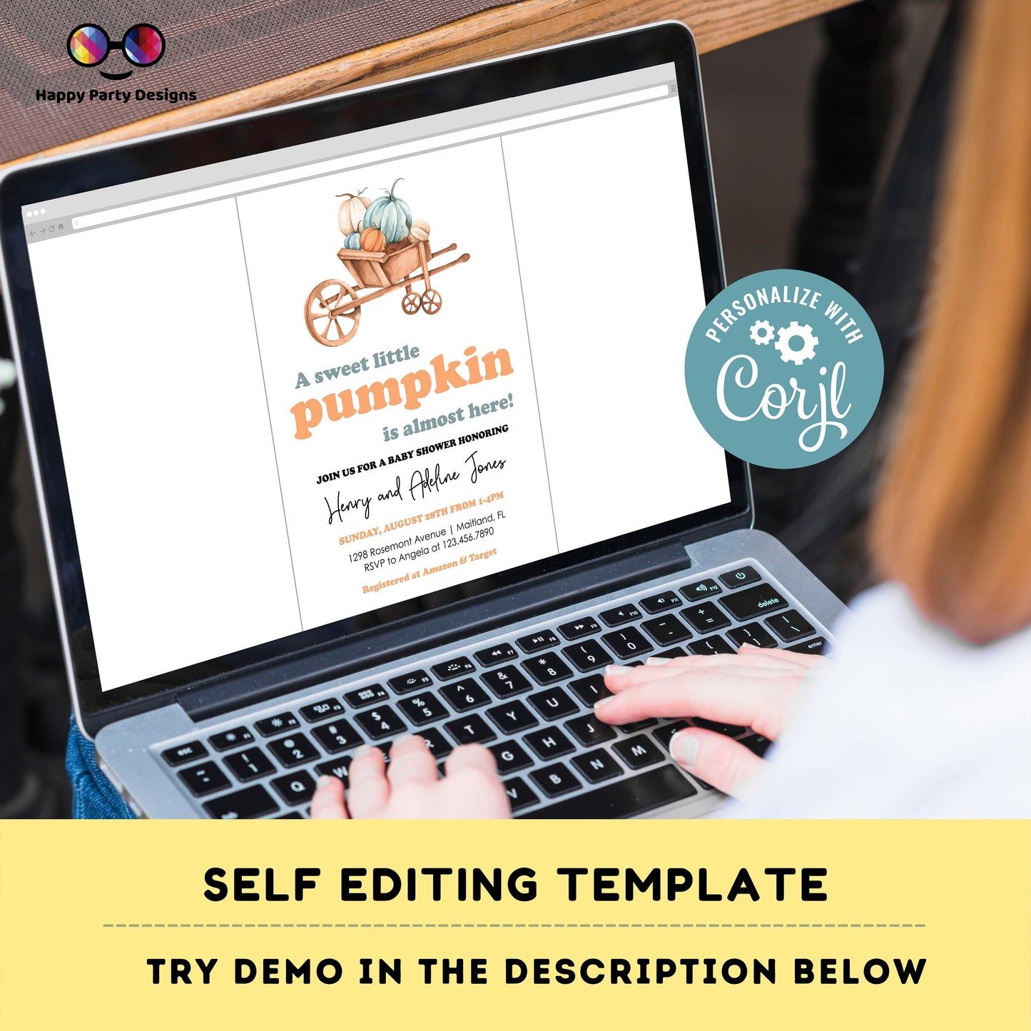 Editable a little pumpkin is almost here invitation | Digital baby shower printable invite | Baby shower | neutral gender Shower #B37