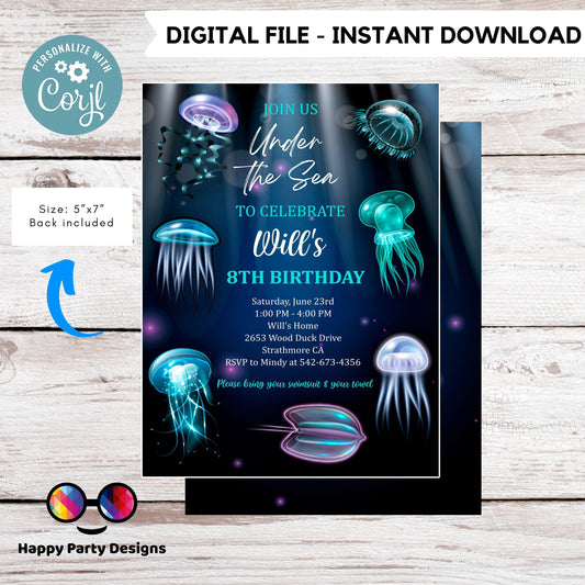 Under the sea Invitation invitation | Editable Ocean Invitation | under the sea party | under the sea invite | boy birthday | any age #K199
