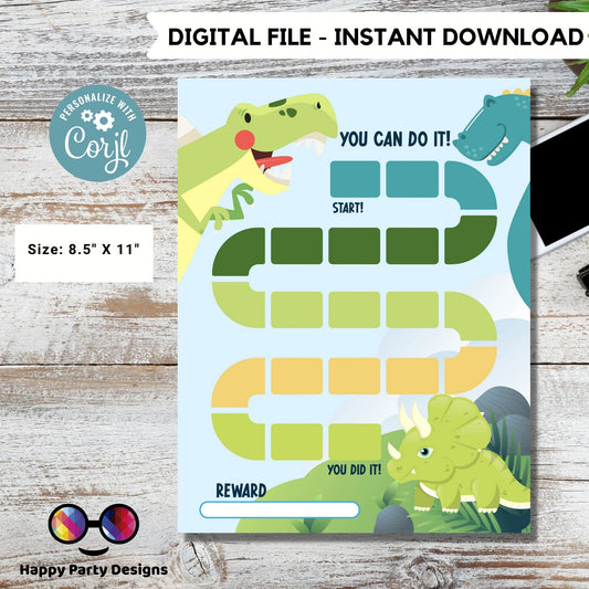 Printable Dinosaur Reward Chart | Dino Behavior Chart | Daily Chore Chart | Boy Chore Chart | Dinosaur Sticker Chart #K167