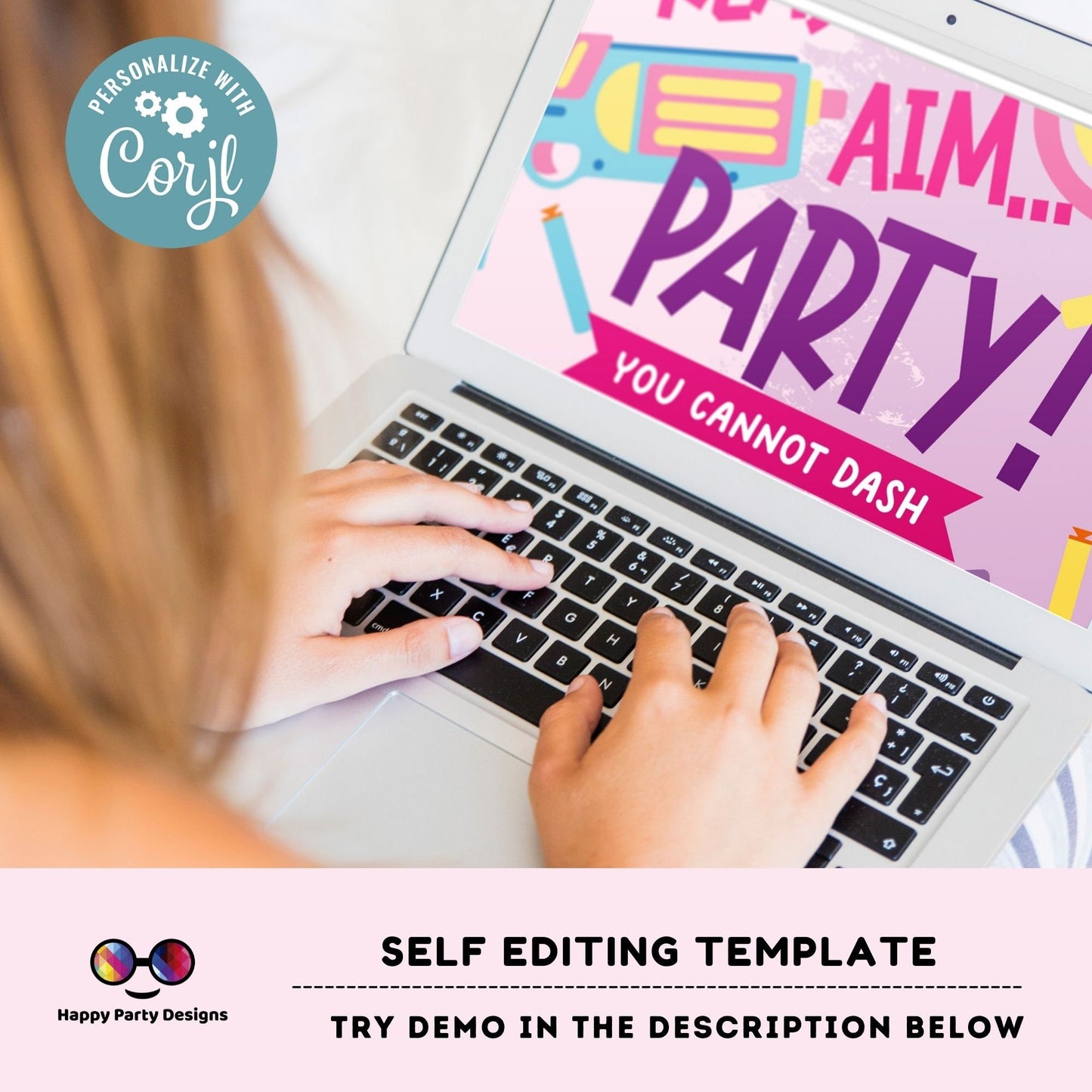 Kids Editable dart gun Birthday Invitation Template |Printable Birthday dart gun Party Invitations | Birthday girl Gun Blasters Battle #K172