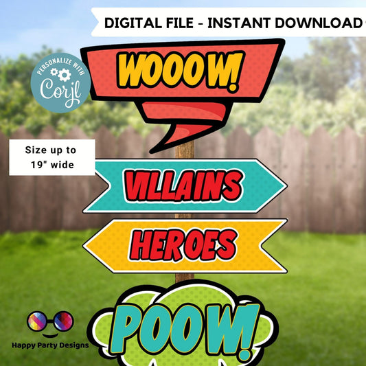 Editable Superhero Party Welcome Sign | Superhero Party Printable Sign | Superhero Signs | Instant Download editable on line #K171