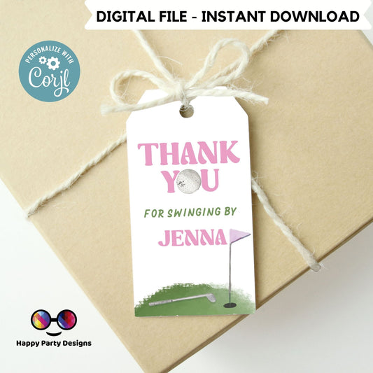 EDITABLE golf Thank You Tags Printable | girl Birthday Favor labels | Kids Birthday Tag | Golf 1st Birthday Thank You Tags #K178