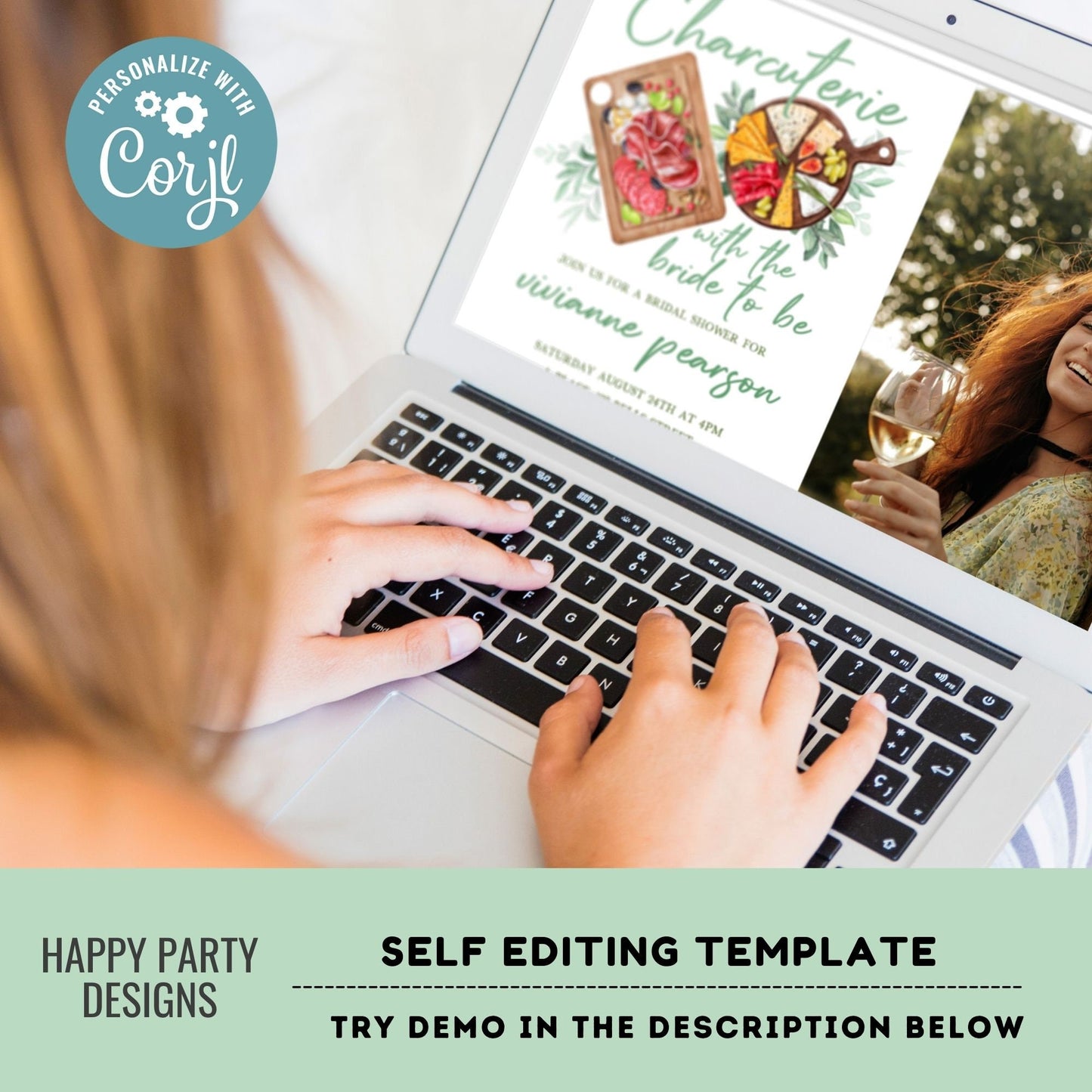 Bridal Shower Charcuterie Party Invitation Template | Printable Bridal Shower Invite |  Bridal Charcuterie invitation template #W10