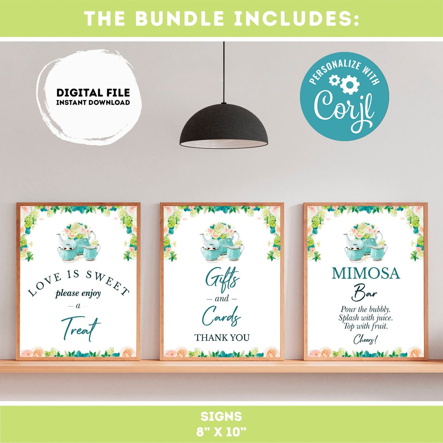 Bridal Shower Tea Party Invitation Template | Bridal bundle Tea Shower Invite | Bridal Brunch | Bridal shower invitation template #W1