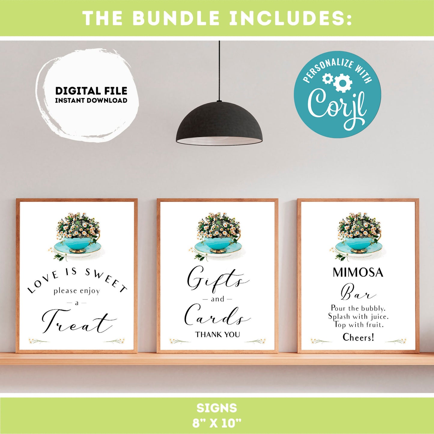 Bridal Shower Tea Party Invitation Template | Bridal  bundle Tea Shower Invite | Bridal Brunch | Bridal shower invitation template #W2