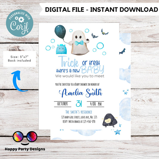 Halloween Baby Shower Invitation | Trick or Threat Baby Shower Invitation | Baby Shower invitation | New Baby Invitation | Instant Download