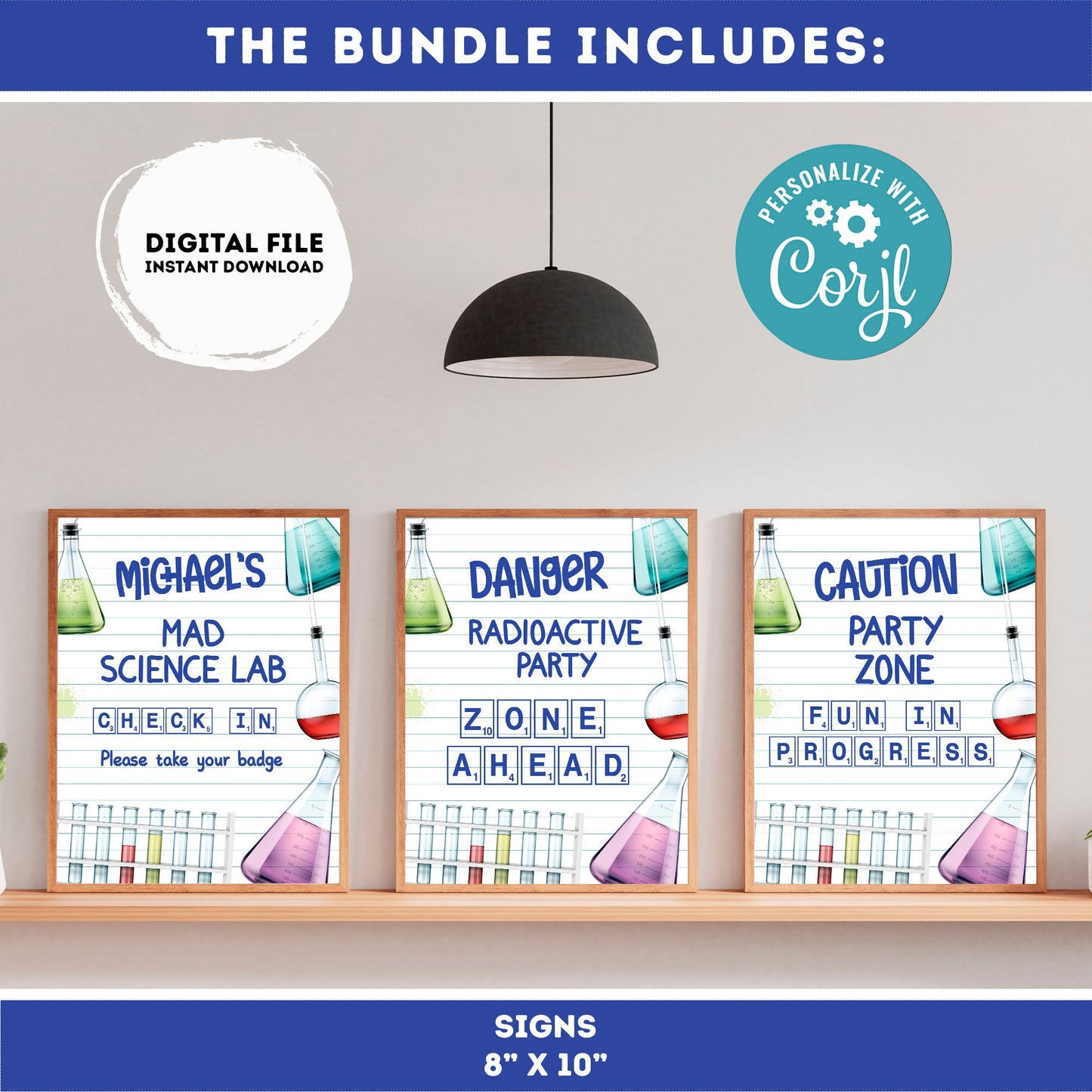Science Party Invitation bundle  | Mad Scientist Invitations bundle | Invite Editable Science Birthday | Science Birthday Party #K124