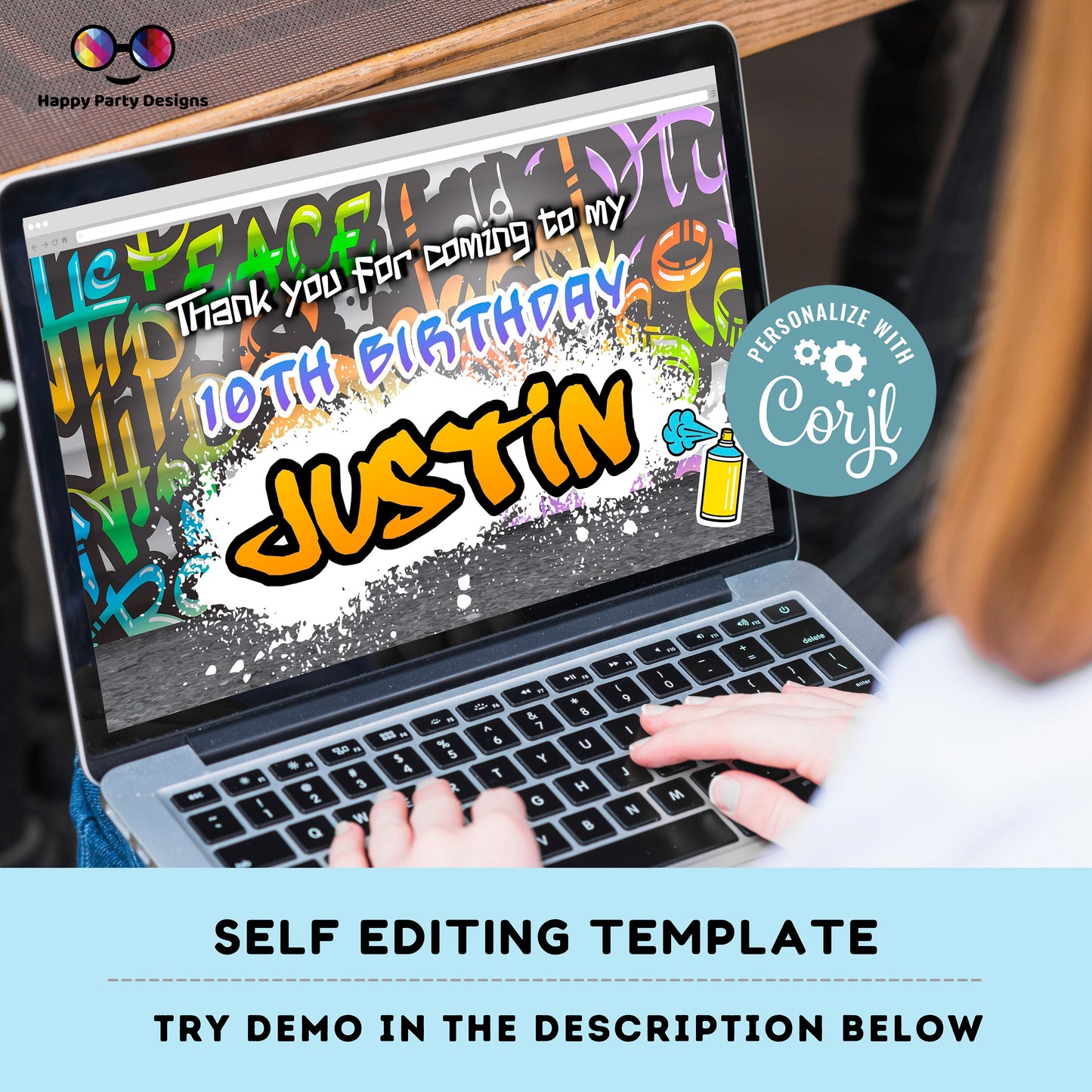 Editable graffiti Birthday Box label | graffiti party | favor box | graffiti birthday party | Boy birthday | Box to print #K1