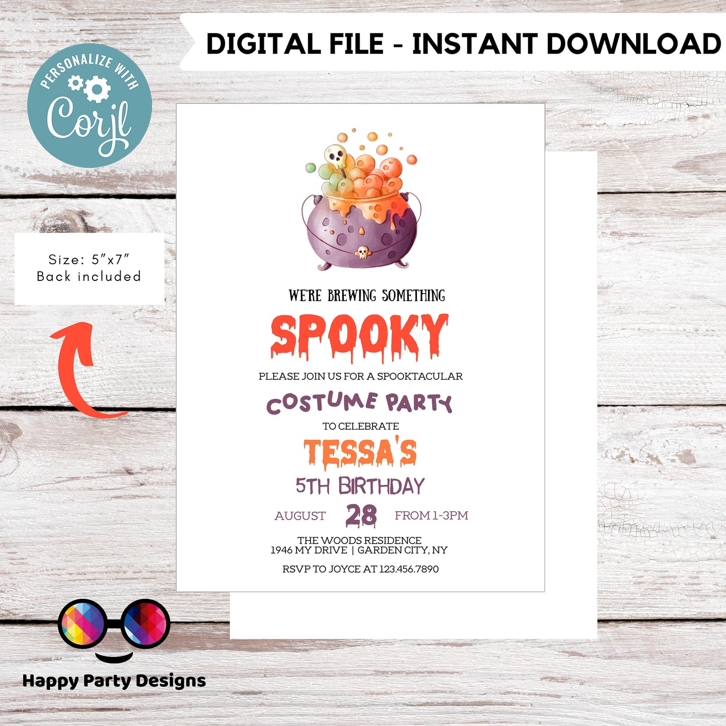 Something spooky is brewing invitation | Editable kids Halloween party | Halloween Birthday Party Invitation | costume party #K196