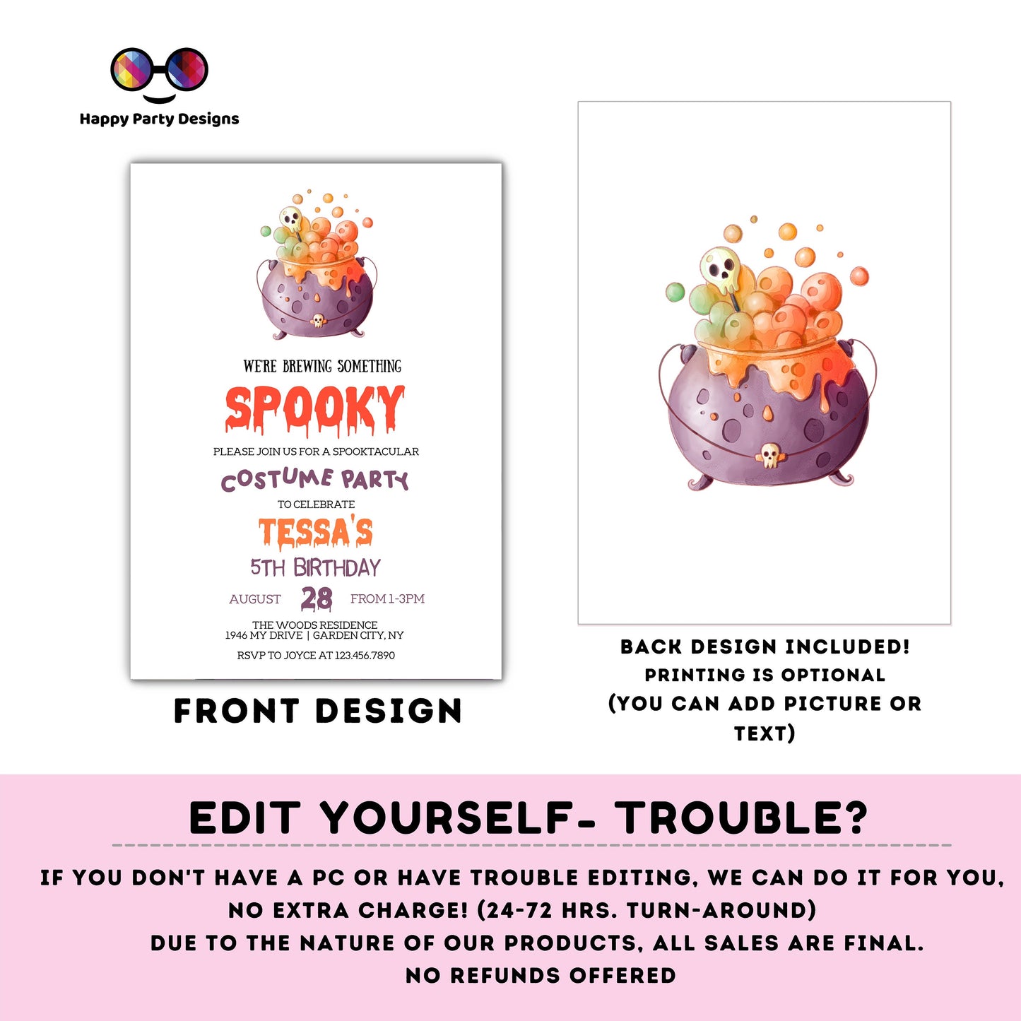 Something spooky is brewing invitation | Editable kids Halloween party | Halloween Birthday Party Invitation | costume party #K196