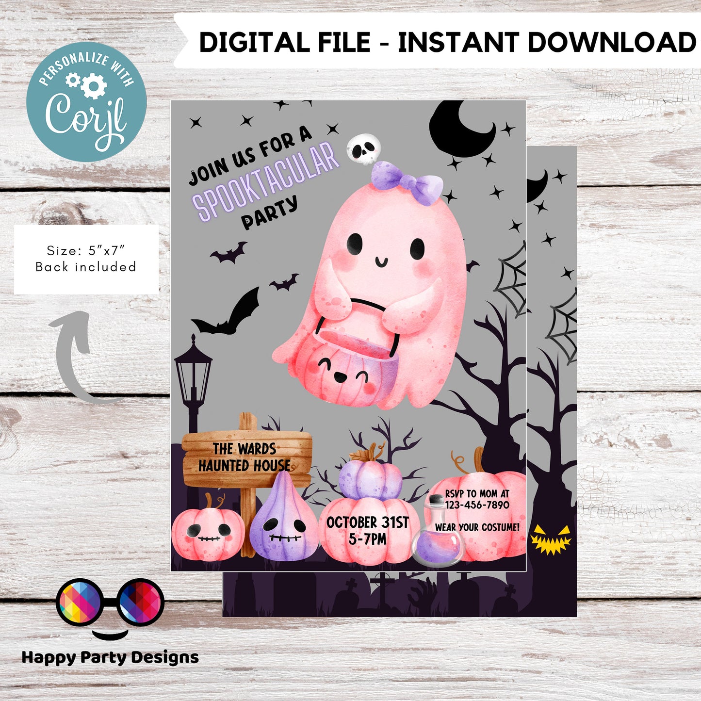 Spooktacular party invitation | Editable kids Halloween party | Halloween Party Invitation | costume party girl #K197