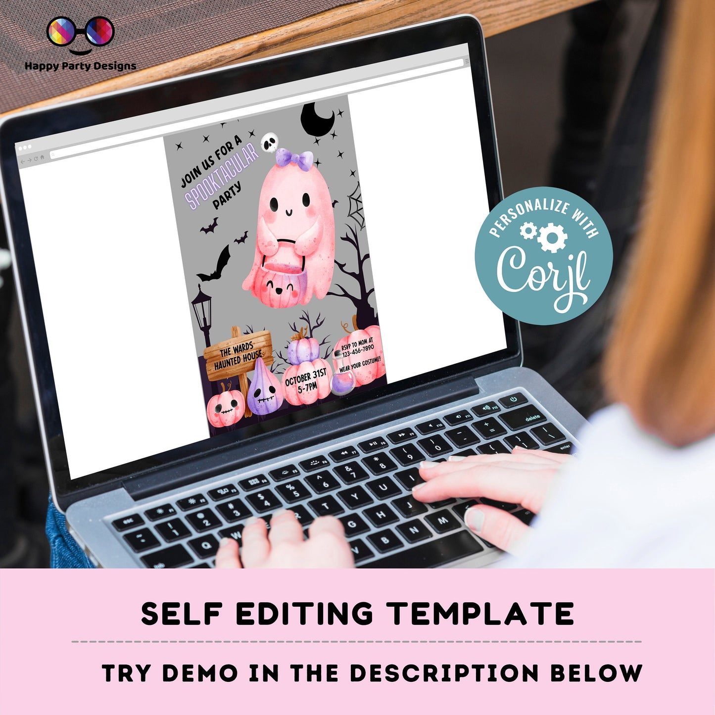 Spooktacular party invitation | Editable kids Halloween party | Halloween Party Invitation | costume party girl #K197