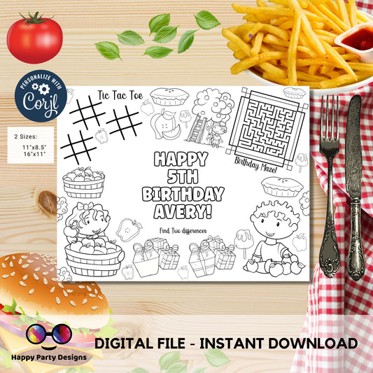 Editable Apple Harvest coloring page | Apple Decoration coloring page | Apple Party | Apple bobbing Birthday | Apple Party Any Age #K174