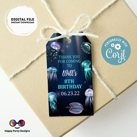 Under the Sea Birthday Thank You Gift Tags | Editable under the sea party Favor Tags | Birthday boy | Party Tags  Birthday Favor Tags #K199
