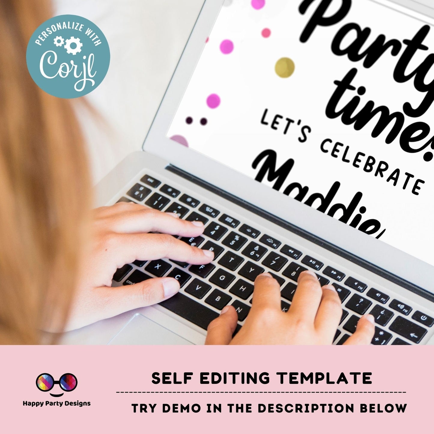 Confetti Party Invitation Template | Party Invite | Editable Template | Party Printable Invite | Birthday girl Confetti #K201