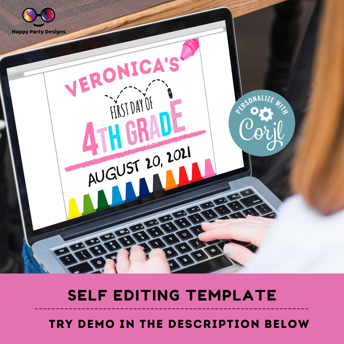 Editable First day of 4th grade | Forth grade Sign | 1st Day of 4th grade Sign | personalized school sign | girl