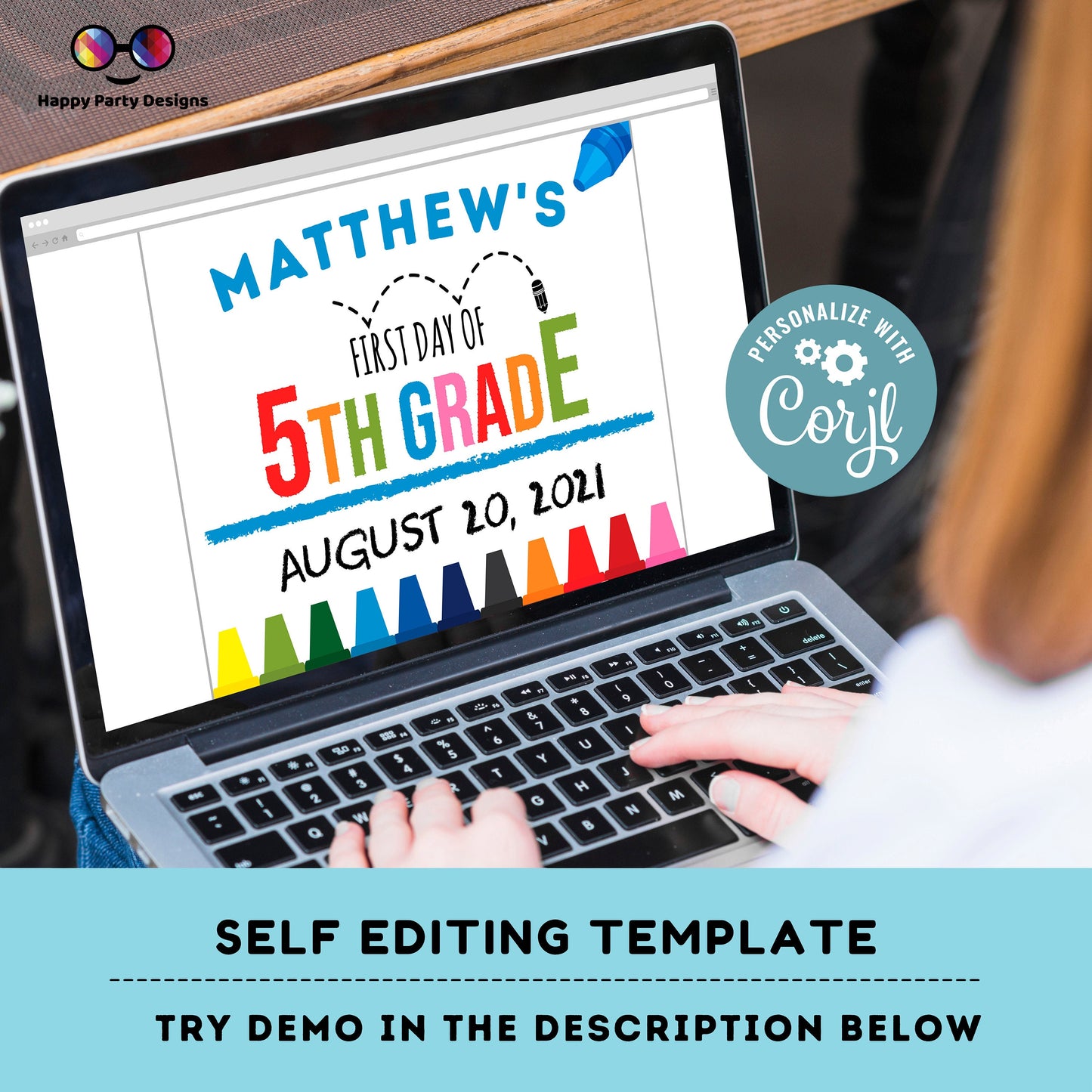 Editable First day of 5th grade | Fifth grade Sign | 1st Day of 5th grade Sign | personalized school sign | boy