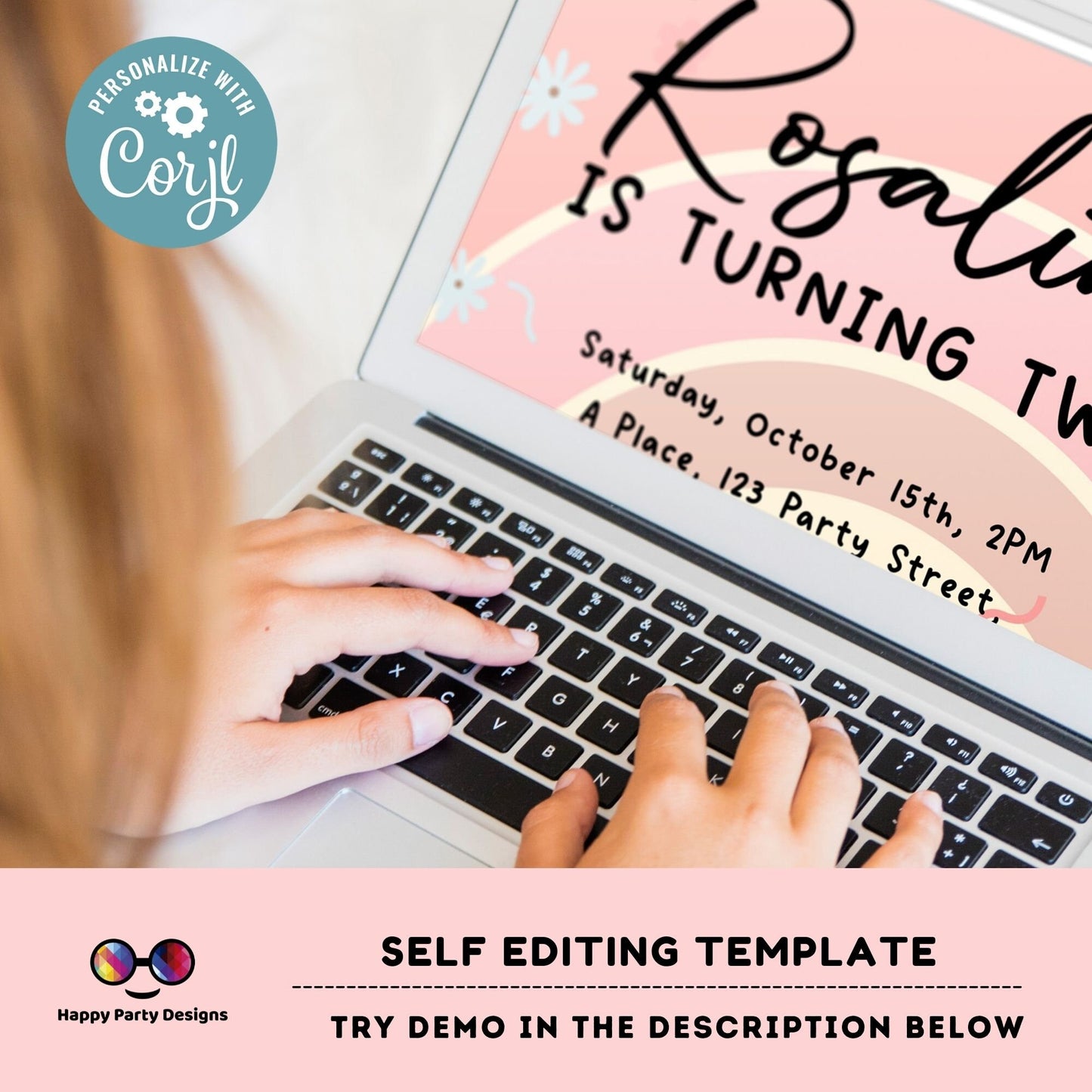 Editable Rainbow Birthday Party Invitation | Instant Download Rainbow Birthday Party Invitation | Rainbow Birthday | Pastel colors  #K203