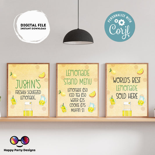 Editable Lemonade Signs (3) | Lemonade  birthday | Lemonade  birthday Decorations | Boy | Lemonade  buffet Sign | Lemonade  party #K101