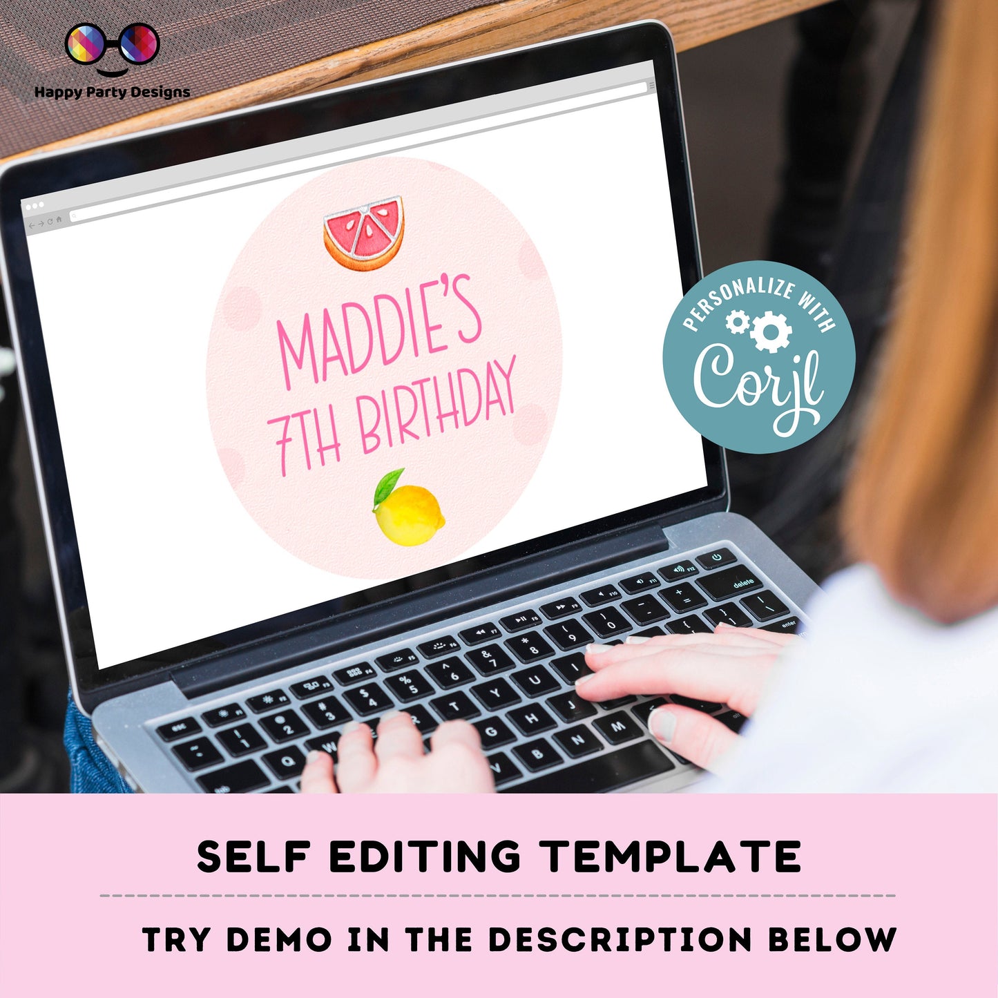 Editable lemonade Round cupcake toppers | lemonade birthday | lemonade Birthday Party | lemonade themed | lemonade Girl Birthday Party #K100