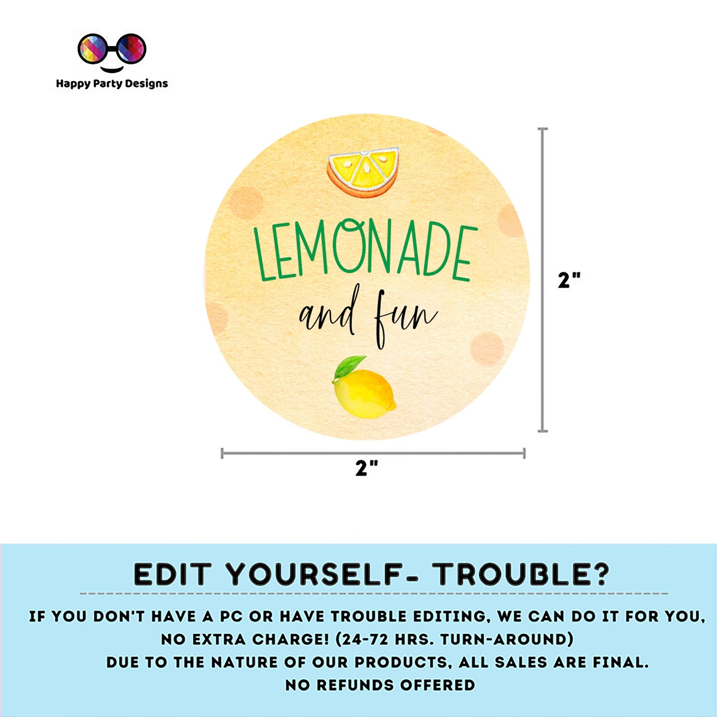 Editable lemonade Round cupcake toppers | lemonade birthday | lemonade Birthday Party | lemonade themed | lemonade Boy Birthday Party #K101