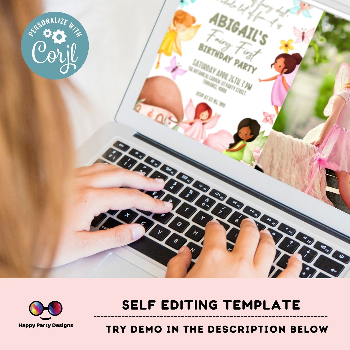 Editable Fairies Birthday invitation with photo | Whimsical Enchanted | Pixie Fairy Party | ANY AGE | Magical Fairy Princess Party #K231