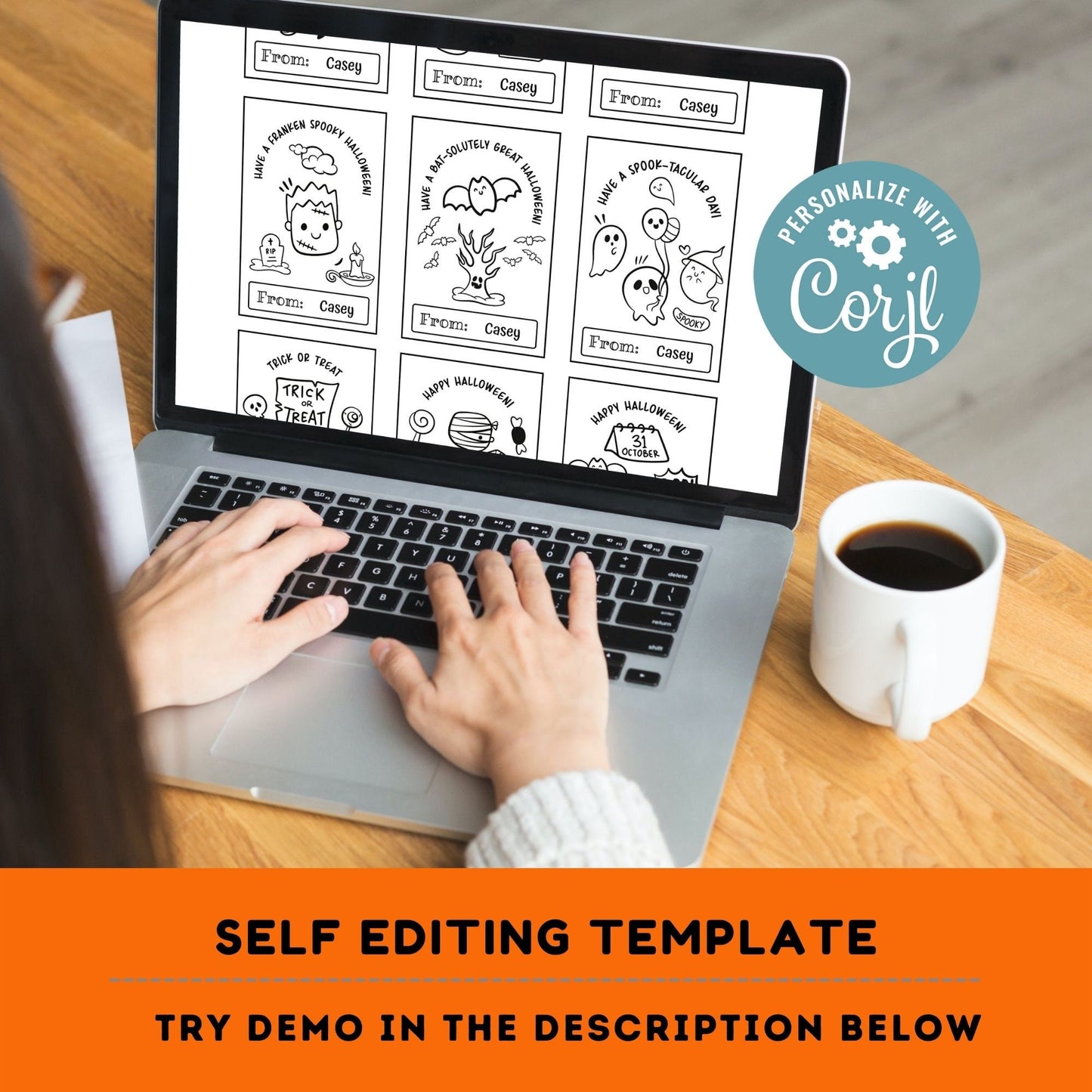 Halloween Printable Coloring Cards  EDITABLE Set of 9 | for Kids | Halloween Coloring Activity | Trick or Treat activity | Halloween Treats