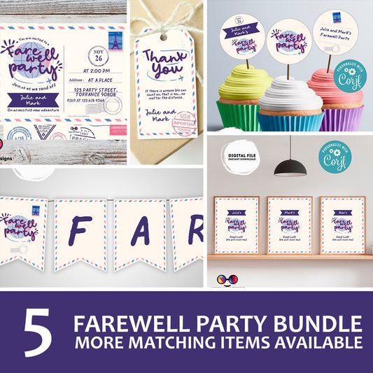 Farewell  Invitation Bundle | Farewell  Party Invitation | Farewell Birthday Invite | Moving Party Invite | Going Away Party Invitation #A8